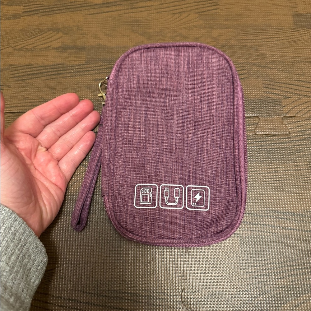 2/$10 Small purple electronics travel bag